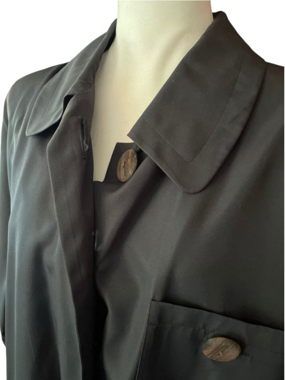 Vintage Yves Saint Laurent Black Silk Smock Jacket 1990s Couture Oversized SZ L - Picture 4 of 15